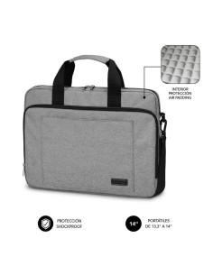 Maletín Subblim Air Padding Laptop Bag para Portátiles hasta 14""/ Cinta para Trolley/ Gris