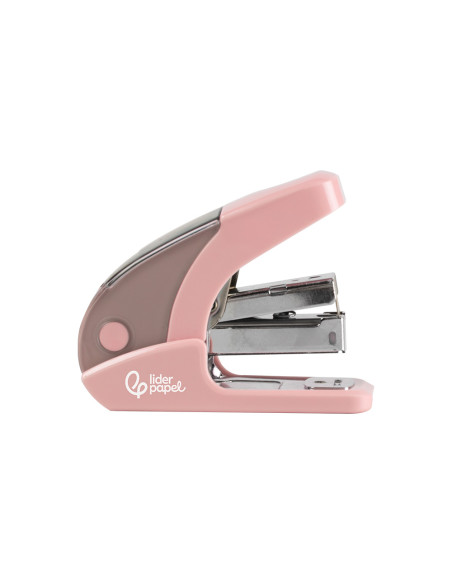 Grapadora liderpapel micro con regalo de caja de 1000 grapas 24/6 26/6 capacidad 20 hojas rosa