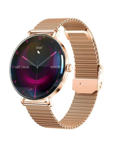 Forever Smartwatch Lucca SB-370/ Notificaciones/ Frecuencia Cardiaca/ Oro Rosa/ Incluye Correa Leopardo