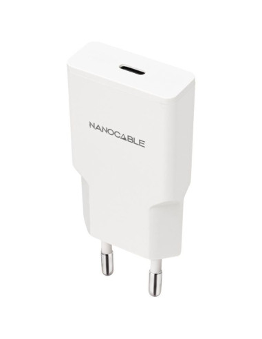 Cargador de Pared Nanocable 10.10.2027/ 1xUSB Tipo-C/ 30W/ Blanco