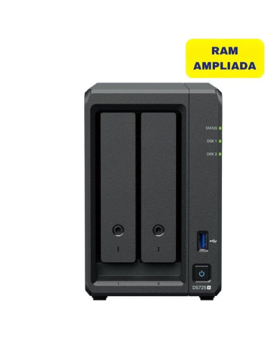 NAS Synology Diskstation DS725+/ 2 Bahías 3.5"- 2.5"/ 32GB DDR4/ Formato Torre