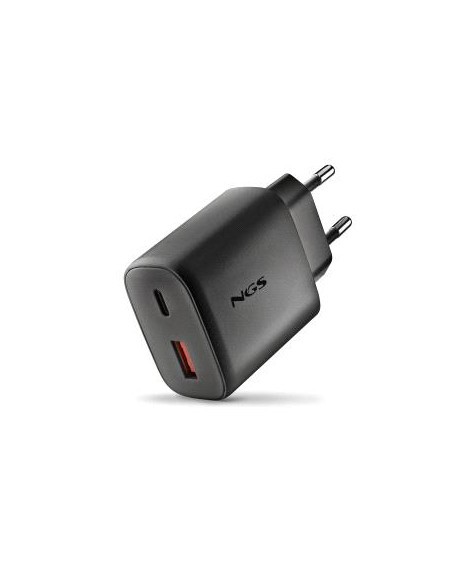 NGS ERA 45W Cargador de Pared Ultrarrapido GaN - 1 USB-C y 1 USB-A - Color Negro