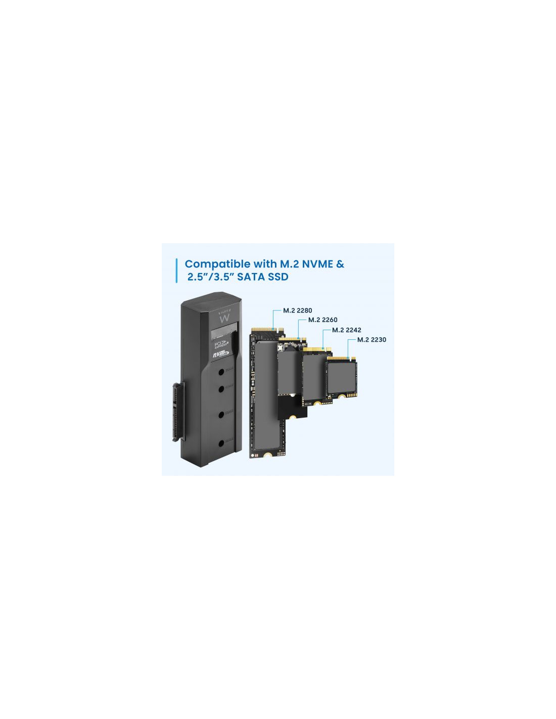 CLONADOR DUAL BAY EWENT EW7065 SATA 2,5/3,5 A NVME O DE NVME A SATA DE 2,5/3,5 - miniatura 4