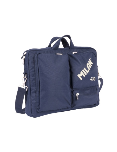 Milan 403 Since 1918 Maletin para Portatiles hasta 17" - Cierre de Cremallera - 3 Compartimentos - 42x34x9cm - Color Azul