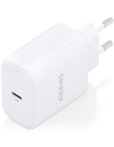 Cargador de Pared GaN Aisens A110-0969/ 1xUSB Tipo-C/ 45W/ Blanco