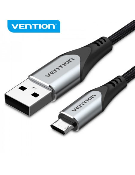 Vention Cable USB 2.0 Macho a MicroUSB Macho - 0.5m - 3A 480Mbps - Color Negro