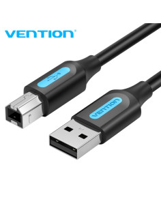 Vention Cable USB 2.0 - Cobre OFC Estañado - Alta Pureza - Corriente 2A - Conectores Tipo-B y Tipo-A - Color Negro