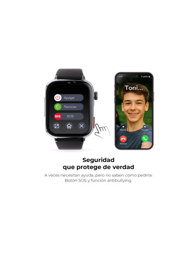 Savefamily Reloj Inteligente Infantil SaveWatch Plus 2 - Pantalla Amoled - Carcasa Blanca - Correa Silicona Negra