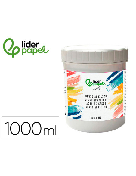 Gesso liderpapel aditivo para acrilico preparador de superficie bote de 1 litro