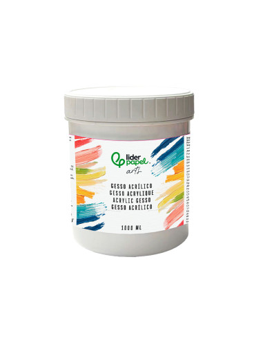 Gesso liderpapel aditivo para acrilico preparador de superficie bote de 1 litro