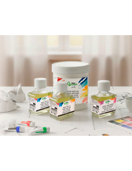 Gesso liderpapel aditivo para acrilico preparador de superficie bote de 1 litro