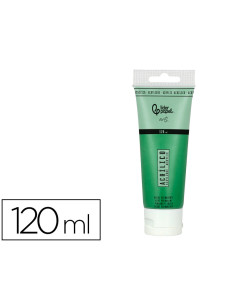 Pintura acrilica liderpapel tubo de plastico de 120 ml color verde permanente