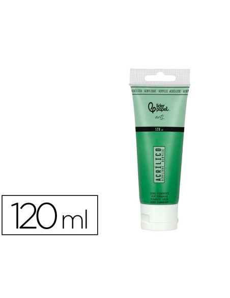 Pintura acrilica liderpapel tubo de plastico de 120 ml color verde permanente