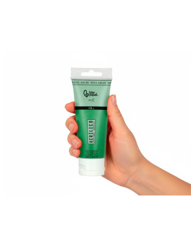 Pintura acrilica liderpapel tubo de plastico de 120 ml color verde permanente