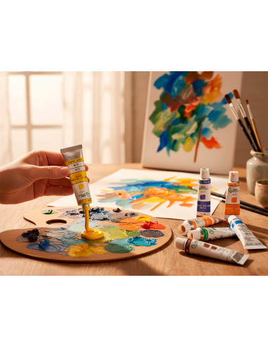 Pintura acrilica liderpapel caja de 12 tubos de aluminio de 12 ml colores surtidos