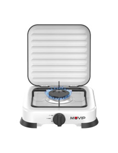Muvip Vulcano Cocina de Gas con 1 Fuego - Tapa Protectora - Patas de Goma - Superficie Esmaltada - Quemador Extraible - 26.8x26x