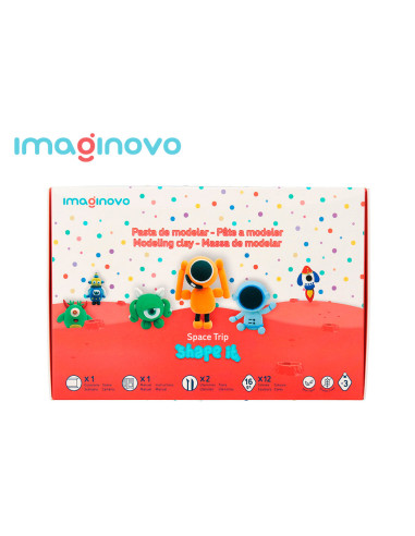 Pasta para modelar imaginovo de secado al aire set de 12 colores shape it space trip herramientas e instrucciones