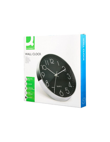 Reloj q-connect de pared analogico plateado silencioso 305x305x40mm