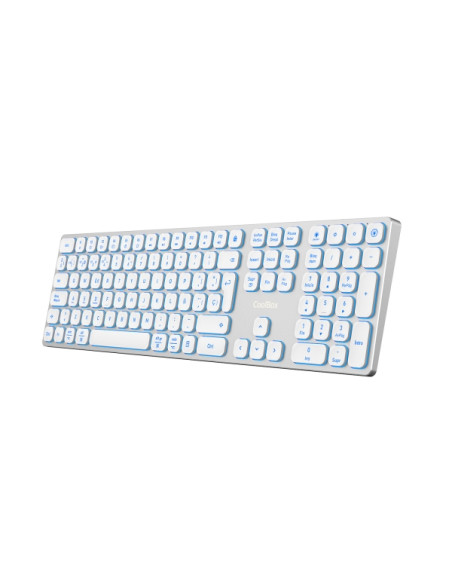 Coolbox Moonlight B431 Teclado Inalambrico - RF 2.4G y Bluetooth 5.1 - Teclas ABS Redondeadas Silencioso - Retroiluminado con 7