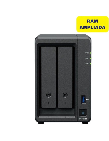 NAS Synology Diskstation DS725+/ 2 Bahías 3.5"- 2.5"/ 16GB DDR4/ Formato Torre