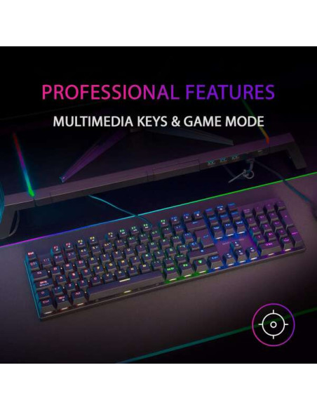 Mars Gaming Teclado Mecanico RGB MK422 - Tecnologia Antipolvo - Efectos de Iluminacion Rainbow - Teclas Ultra-resistentes - Func