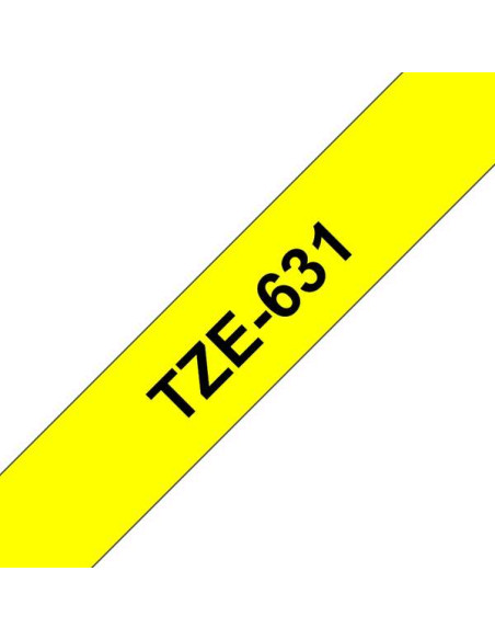 Brother TZe631 Cinta Laminada Original de Etiquetas - Texto negro sobre fondo amarillo - Ancho 12mm x 8 metros