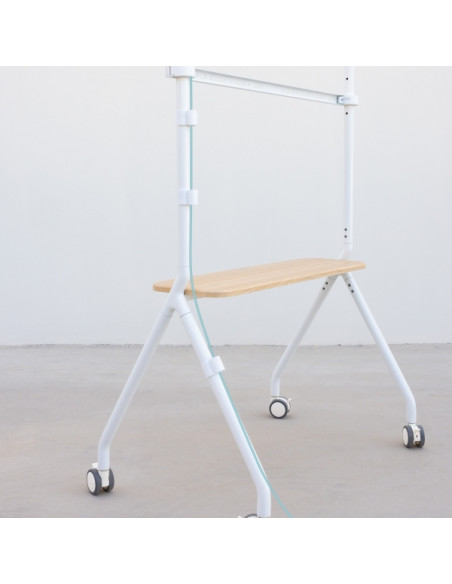 Tooq iLove Soporte de Suelo con Ruedas para Pantallas de 49-80" - Bandeja Inferior Multiusos - Ruedas con Sistema de Bloqueo -