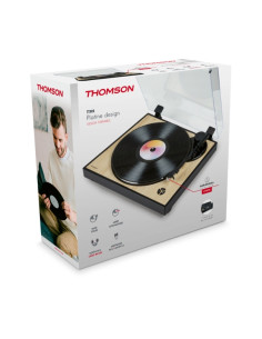 Thomson TT300 Giradiscos Preamplificado - Funcion Parada Automatica - Color Madera/Negro