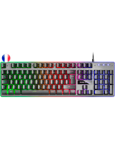 Mars Gaming Teclado Gaming MK220 - Tecnologia H-MECH - Iluminacion FRGB Rainbow - Panel de Aluminio - Base de ABS Reforzado - Di