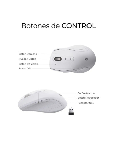 Subblim Dual Office Prowave White Pack de Teclado Ergonomico + Raton 3200dpi Inalambricos Bluetooth 5.3 y Receptor USB - Bateria