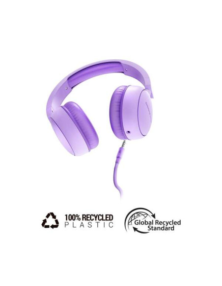 Energy Sistem Auriculares con Cable - Plastico 100% Reciclado - Cable Extraible - Microfono - Asistente de Voz - Color Violeta
