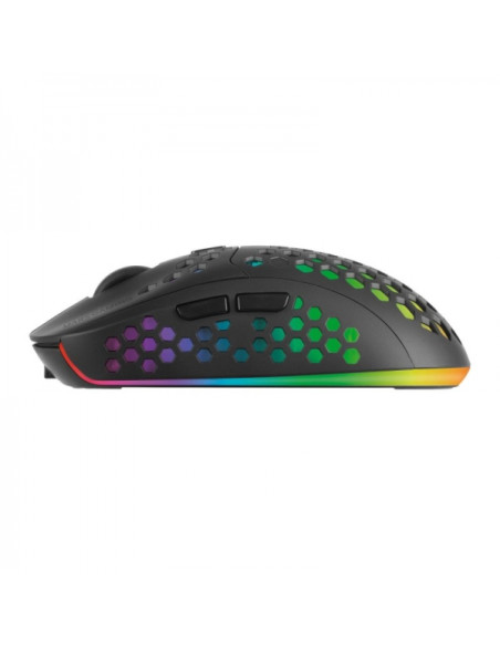 Mars Gaming MMW3 Raton Inalambrico Ultraligero - RGB Flow - Sensor Optico 3200 DPI - Switches HUANO - Conexion 2.4G - Bateria Re