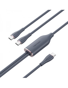 Vention Cable USB-C Macho a 2xUSB-C Macho - 1.5m - Color Negro