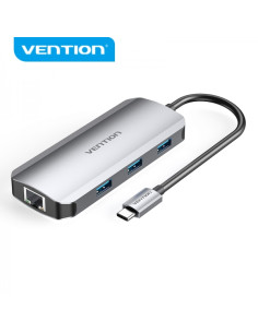 Vention Docking Station 6 en 1 USB-C a HDMI 4K/3xUSB3.0/RJ45/PD100W - 0.15m - Color Gris