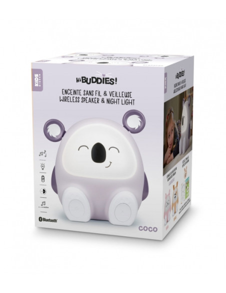 Bigben Kids Altavoz Bluetooth y Luz Nocturna - Potencia de 15W - Luz Regulable - Control Tactil - Portatil y Recargable - Color