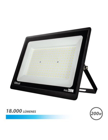 Elbat Foco LED Serie Super Slim 200W - 18000 Lumenes - 6500K Luz Fria - IP65 Para Uso en Exterior