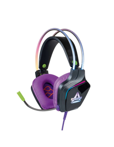 FR-TEC Auriculares Gaming con Luz RGB - Control de Volumen y Mute en Cable - Microfono Flexible - Altavoz de 50mm - Conexion Jac