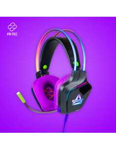 FR-TEC Auriculares Gaming con Luz RGB - Control de Volumen y Mute en Cable - Microfono Flexible - Altavoz de 50mm - Conexion Jac 2
