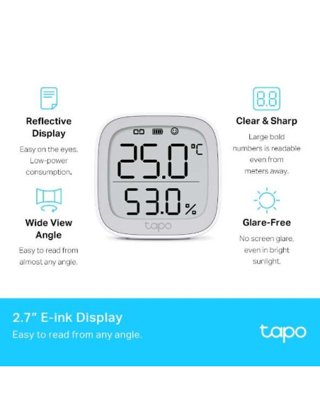 TP-Link Tapo T315 Sensor de Temperatura y Humedad - Pantalla 2.7" - Monitoreo Preciso en Tiempo Real - Notificacion Instantanea