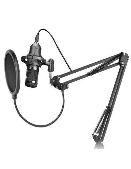 Mars Gaming MMICPRO Microfono USB Cardioide de Brazo Extensible para Streaming - Soporte Antivibraciones - Cable de 2.50m