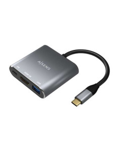 Aisens Conversor USB-C a HDMI/USB-C/Tipo A USB 3.0, 3 en 1 - 15cm - Color Gris