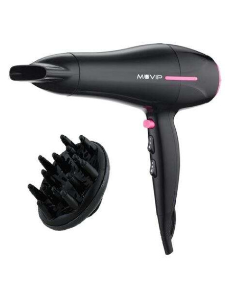 Muvip Secador de Pelo 2200W - Motor DC - 2 Velocidades y 3 Temperaturas - Boton Aire Frio - Gancho para Colgar