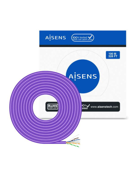 Aisens Cable de Red RJ45LSZH Cat.6 UTP Rigido AWG23 CCA (Aleacion) - 100m - Color Violeta