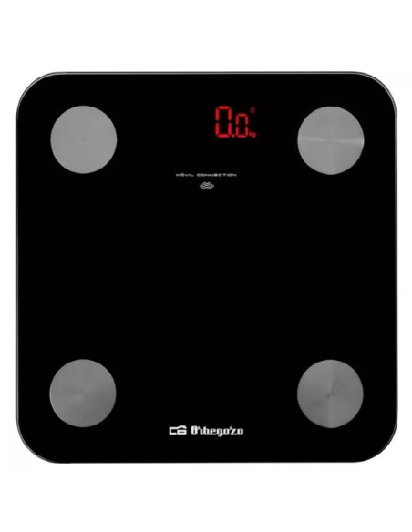 Orbegozo PB 3000 Bascula Electronica de Baño - Diseño de Cristal - Pantalla LED - Activacion Tactil - Capacidad 180kg - Indicado