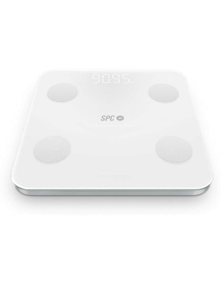 SPC Atenea Fit 3 Bascula de Baño Inteligente - Registra e Identifica hasta 10 Usuarios - Diseño de Cristal - Pantalla LED - Acti