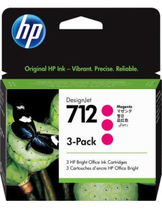 HP 712 Magenta Pack de 3 Cartuchos de Tinta Originales - 3ED78A