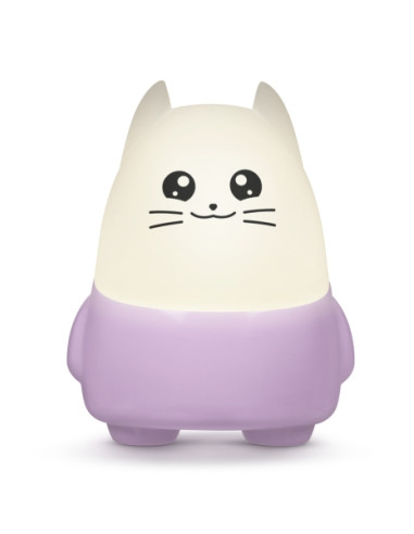 Bigben Kids Lilo Luz Nocturna Inalambrica - Regulable - Temporizador 15-30-60mn - Recargable por USB-C - Color Blanco/Morado