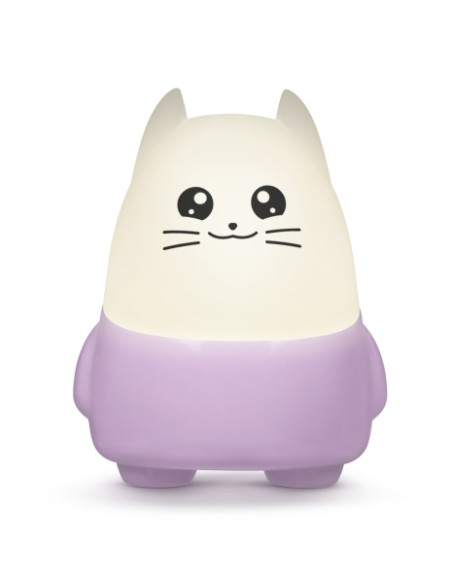 Bigben Kids Lilo Luz Nocturna Inalambrica - Regulable - Temporizador 15-30-60mn - Recargable por USB-C - Color Blanco/Morado