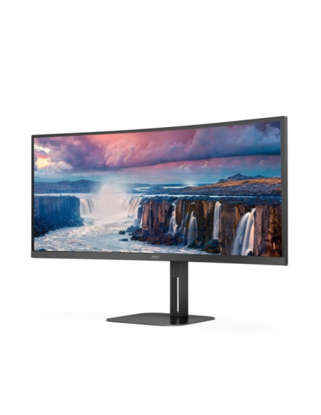 AOC Monitor 34"" Curvo LED VA WQHD 100Hz FreeSync - Respuesta 1ms - Altura e Inclinacion Ajustables - Altavoces 10W - Angulo de
