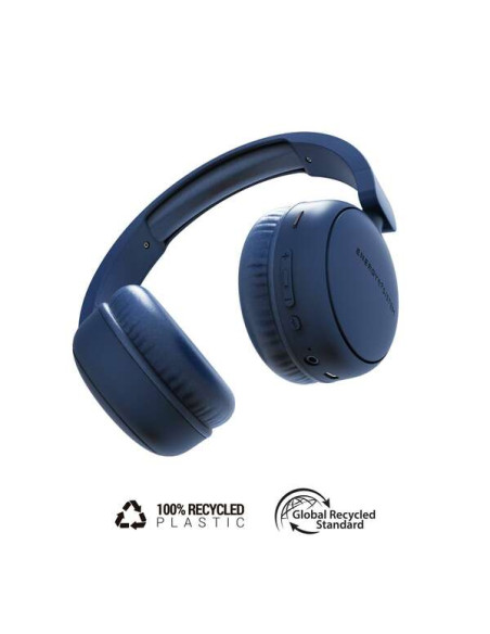 Energy Sistem Auriculares Bluetooth con Radio FM - Plastico 100% Reciclado - Reproductor MP3 y MicroSD - Color Azul